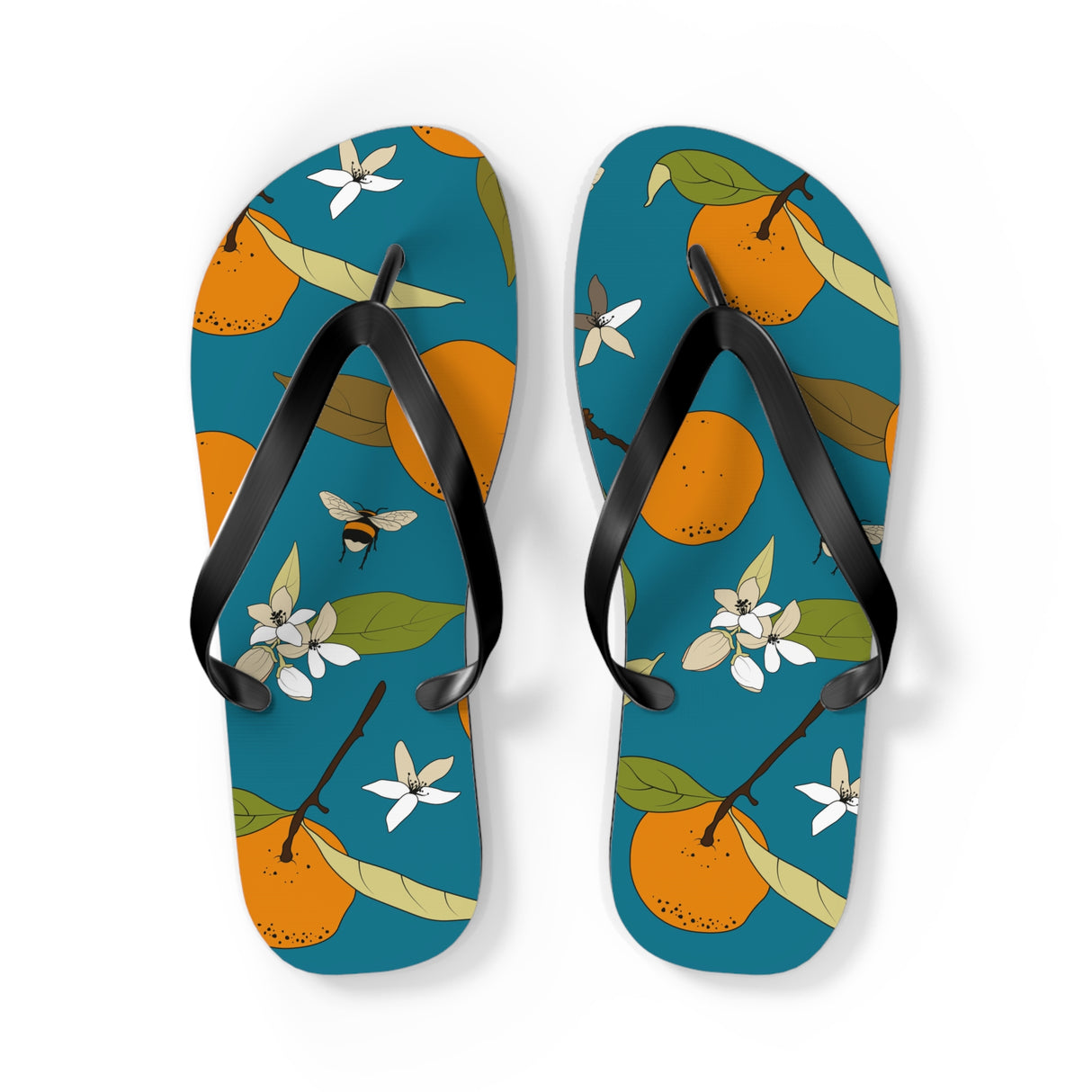 Orange and Bee Flip Flops