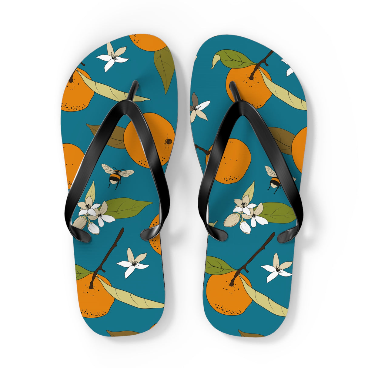 Orange and Bee Flip Flops