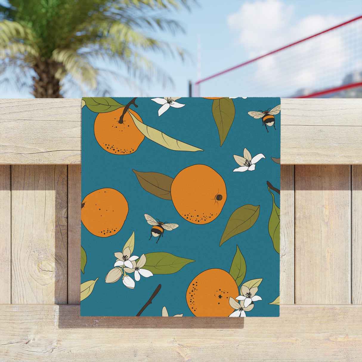 Orange and Bee Beach Towels