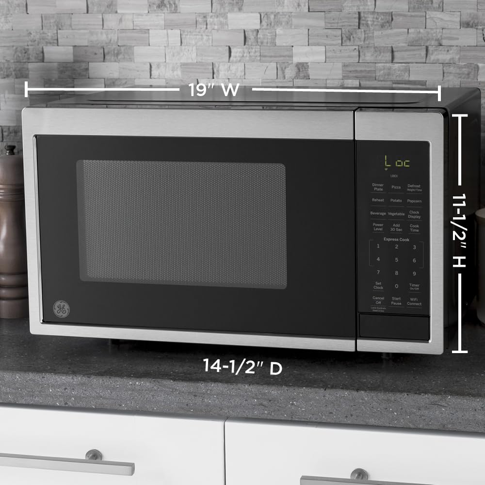 GE Smart Countertop Microwave Oven | Complete with Scan-to-Cook Technology and Wifi-Connectivity | 0.9 Cubic Feet Capacity, 900 Watts | Home & Kitchen Essentials | Stainless Steel