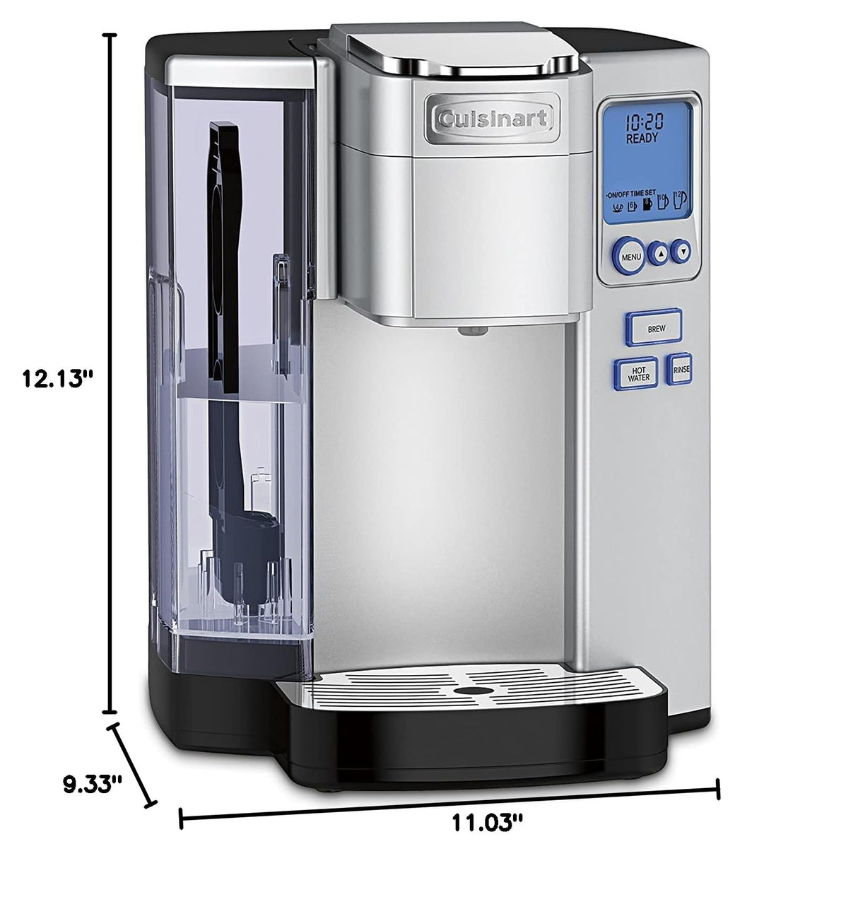 Cuisinart Coffee Maker, Single Serve 72-Ounce Reservoir Coffee Machine, Programmable Brewing & Hot Water Dispenser, Stainless Steel, SS-10P1,Silver