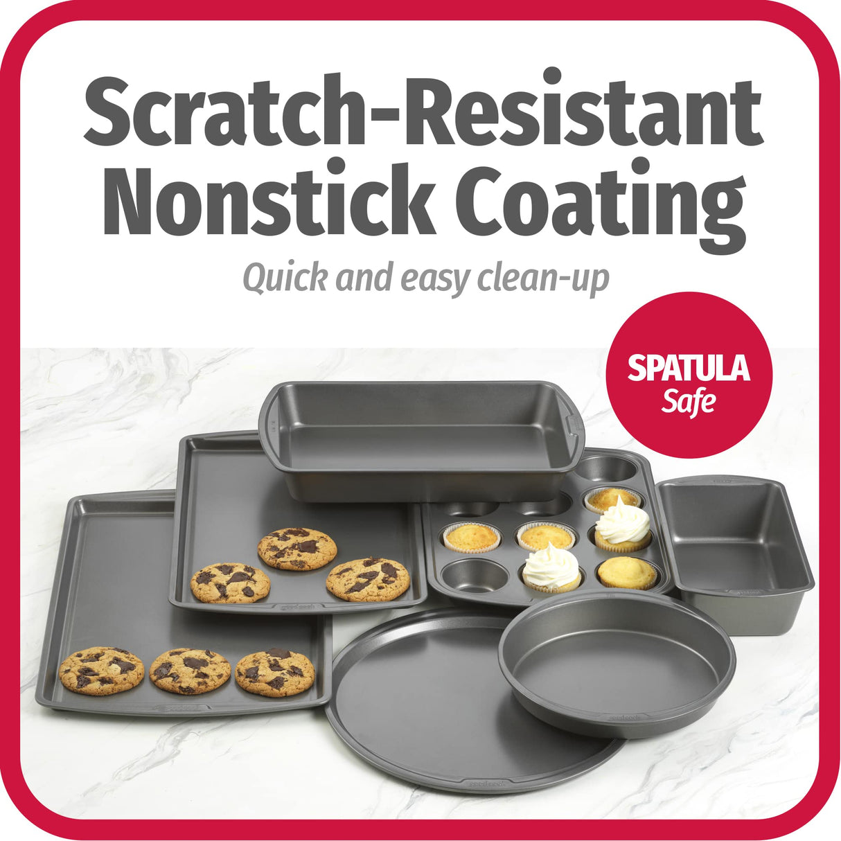 GoodCook 7-Piece Assorted Non-Stick Steel Bakeware Set, Gray