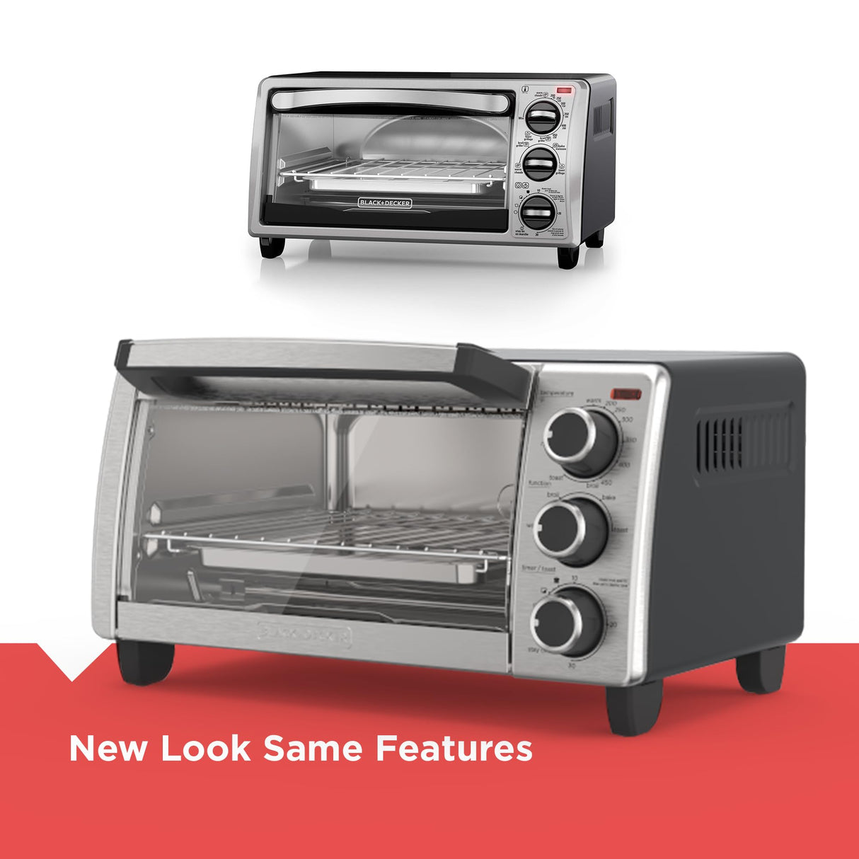 BLACK+DECKER 4-Slice Toaster Oven, TO1313SBD, Even Toast, 4 Cooking Functions Bake, Broil, Toast and Keep Warm, Removable Crumb Tray, Timer