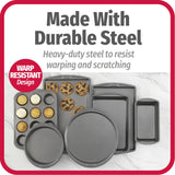 GoodCook 7-Piece Assorted Non-Stick Steel Bakeware Set, Gray