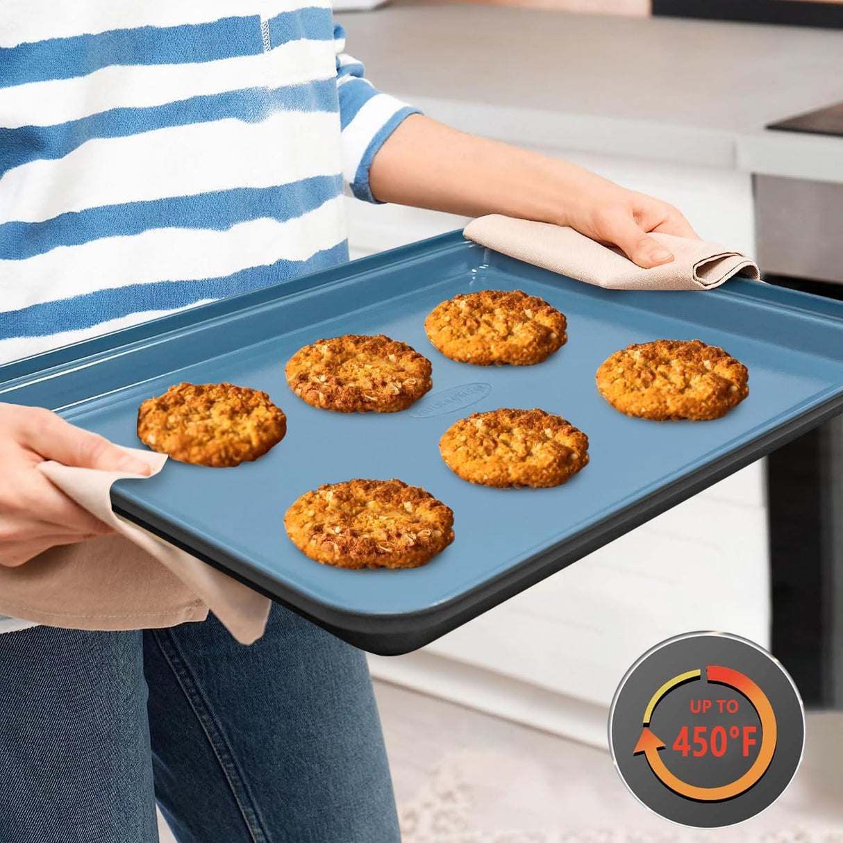 RavisingRidge Baking Pans Set with Nonstick Coating - UltraThick Professional 8-Piece Bi-Color Pans including Cookie Sheet, Muffin, Cake Pans, and Cooling Rack - Heavy Duty, Dishwasher Safe