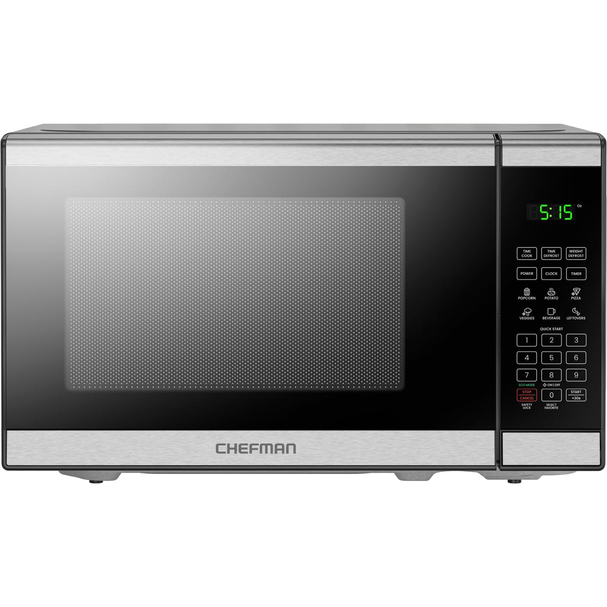 Chefman Countertop Microwave Oven 0.7 Cu. Ft. Digital Stainless Steel Microwave 700 Watts with 6 Auto Menus, 10 Power Levels, Eco Mode, Memory, Mute Function, Child Safety Lock, Easy Clean