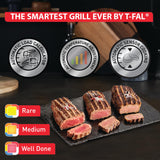 T-fal OptiGrill Stainless Steel Electric Grill 4 Servings 6 Automatic Cooking Modes, Intelligent grilling rare to well-done 1800 Watts Nonstick Removable Plates, Dishwasher Safe, Indoor, Silver