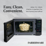 Farberware Countertop Microwave 700 Watts, 0.7 Cu. Ft. - Microwave Oven With LED Lighting and Child Lock - Perfect for Apartments and Dorms - Easy Clean Grey Interior, Retro Black
