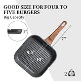SENSARTE Nonstick Grill Pan for Stove Tops, Versatile Griddle with Pour Spouts, Square Big Cooking Surface, Durable Skillet Indoor & Outdoor Grilling. PFOA Free, 9.5 Inch