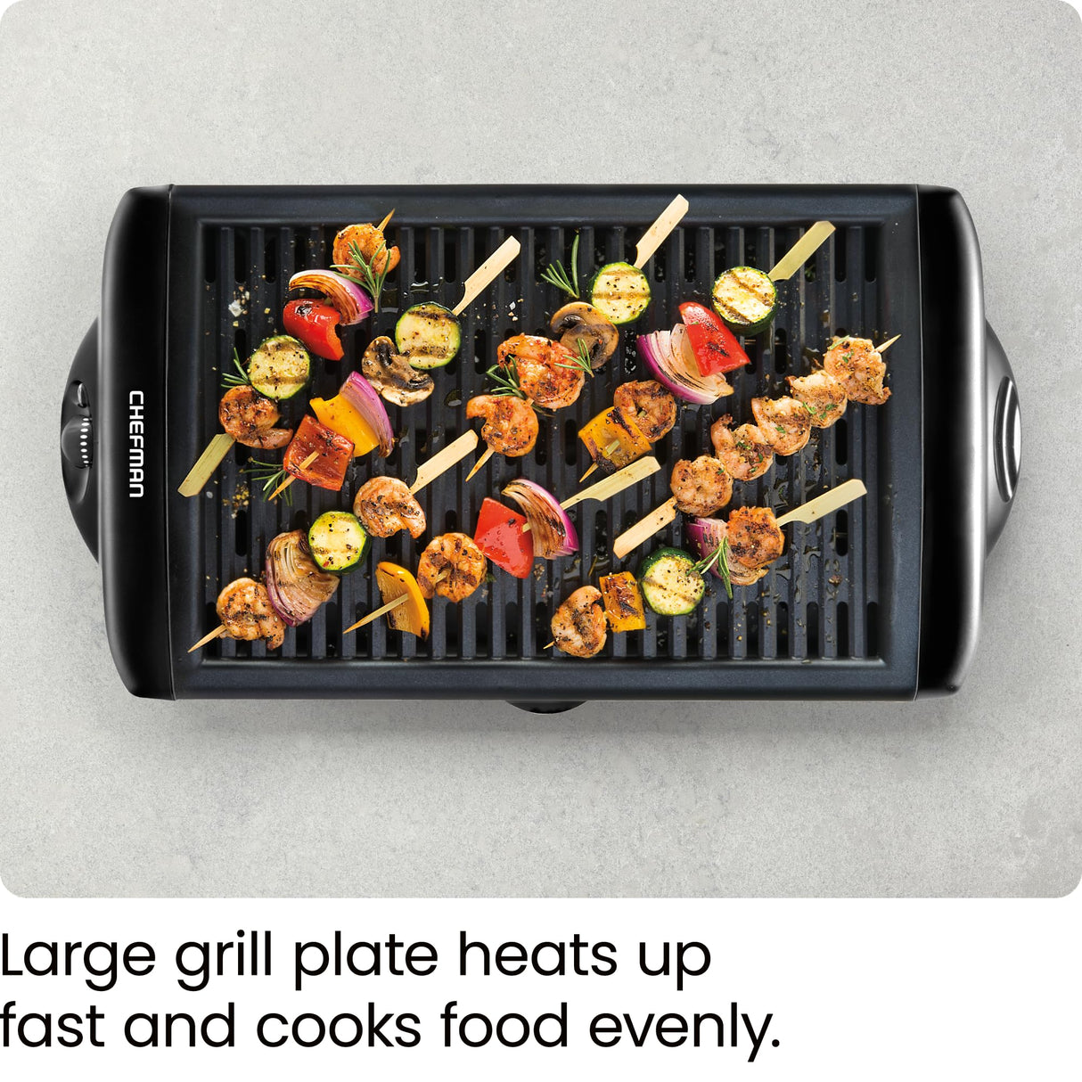 Chefman Electric Smokeless Indoor Grill w/Non-Stick Cooking Surface & Adjustable Temperature Knob from Warm to Sear for Customized BBQing, Dishwasher Safe Removable Water Tray, Black