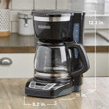 BLACK+DECKER 12-Cup Digital Coffee Maker, CM1160B, Programmable, Washable Basket Filter, Sneak-A-Cup, Auto Brew, Water Window, Keep Hot Plate, Black