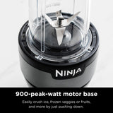 Ninja BN301 Nutri-Blender Plus Compact Personal Blender, 900-Peak-Watt Motor, Frozen Drinks, Smoothies, Sauces & More, (3) 20 oz. To-Go Cups, (2) Spout-Lids (1) Storage-Lid, Dishwasher Safe, Silver