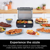 Ninja GR101 Sizzle Smokeless Indoor Grill & Griddle, 14'' Interchangeable Nonstick Plates, Dishwasher-Safe Removable Mesh Lid, 500F Max Heat, Even Edge-to-Edge Cooking, Grey/Silver