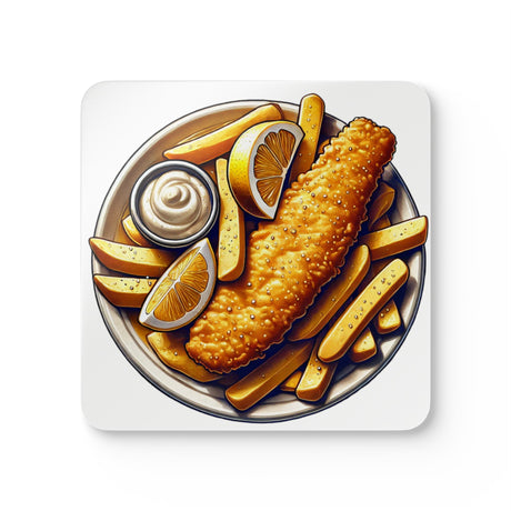 Fish And Chips Corkwood Coaster Set